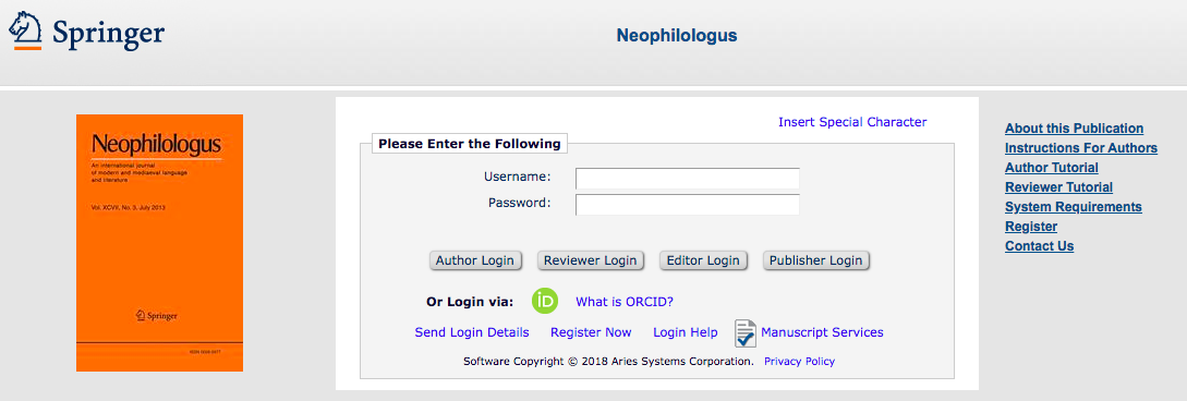 Neophilologus Editorial Manager