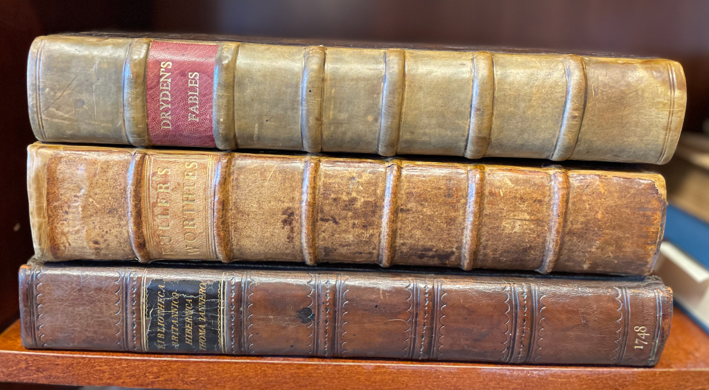 Fuller, History of the Worthies (1662); Dryden, Fables Ancient and Modern (1700); Tanner, Bibliotheca brittanico-hibernica (1745)